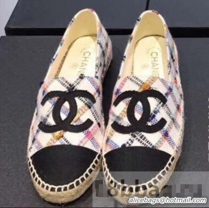 Low Price Chanel CC Logo Tweed Fabric Espadrilles G31507 Diamond 2019