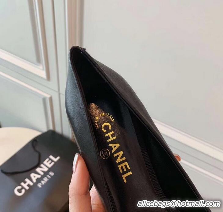 Good Looking Chanel Pearl Heel 8.5cm Pumps G31983 Black 2019