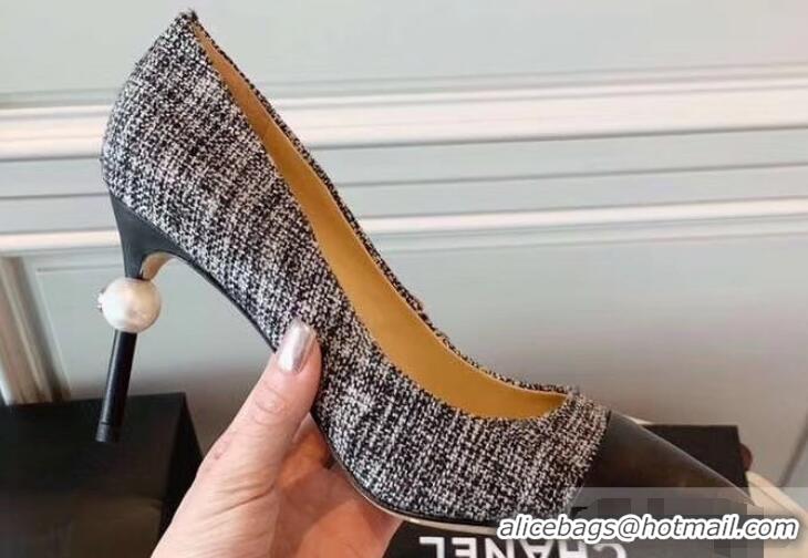 Lowest Price Chanel Pearl Heel 8.5cm Pumps G31983 Tweed 2019