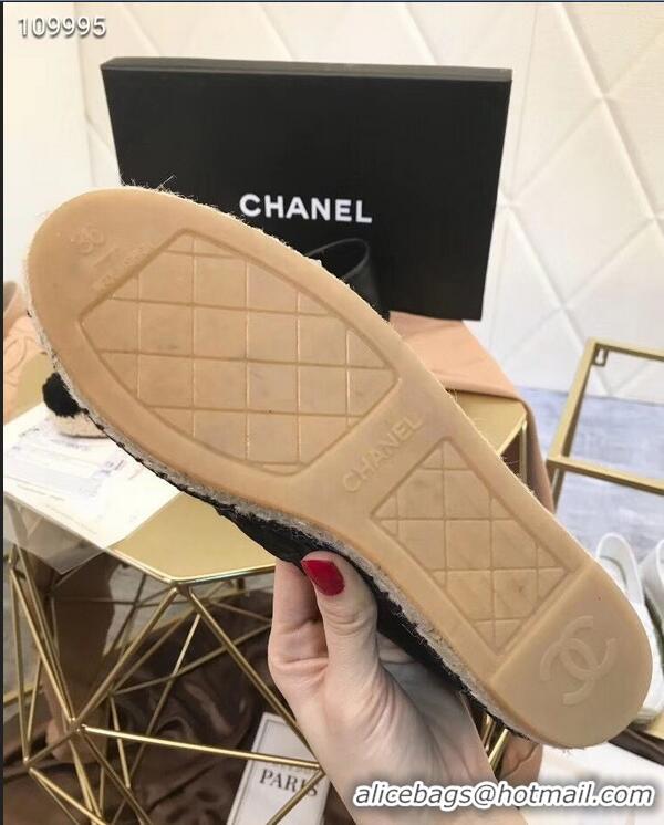 Lowest Cost Chanel CC Logo Quilted Leather Espadrilles G32001 Black