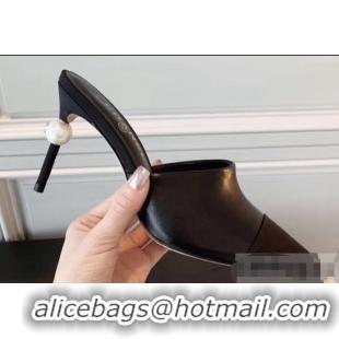 Luxury Discount Chanel Pearl Heel 8.5cm Mules G32100 Black 2019