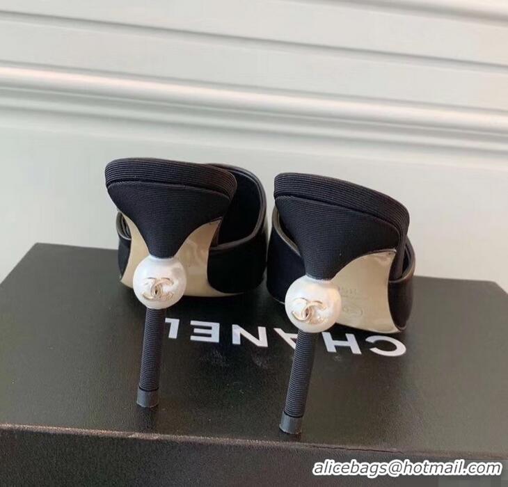 Luxury Discount Chanel Pearl Heel 8.5cm Mules G32100 Black 2019