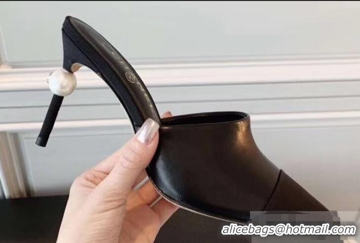 Luxury Discount Chanel Pearl Heel 8.5cm Mules G32100 Black 2019