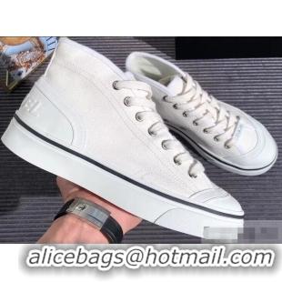 Chic Reproduction Chanel Logo High-Top Sneakers G34761 Fabric White 2019