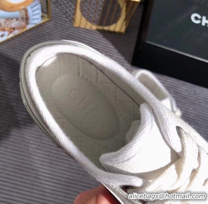 Lower Price Chanel Logo Sneakers G34760 Fabric White 2019