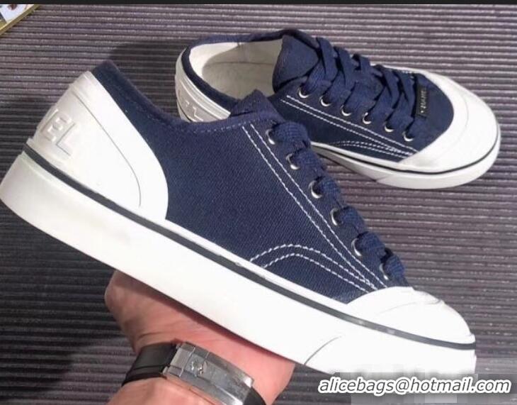 Top Design Chanel Logo Sneakers G34760 Fabric Dark Blue 2019