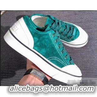 Big Discount Chanel Logo Sneakers G34760 Suede Calfskin Green 2019