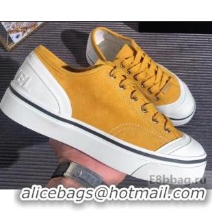 Unique Discount Chanel Logo Sneakers G34760 Suede Calfskin Yellow 2019