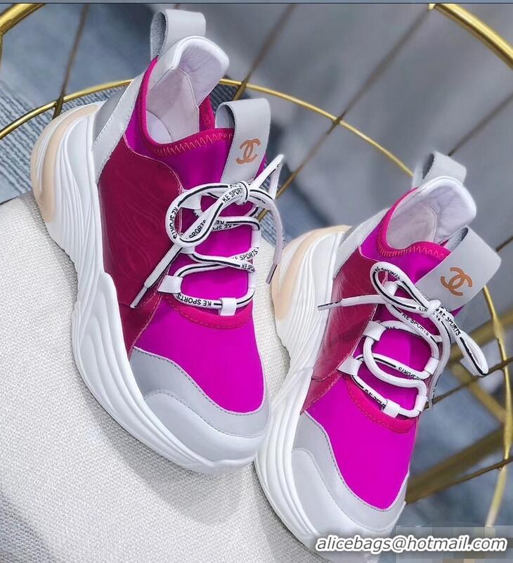 Buy Fashionable Chanel CC Logo Multicolor Sneakers G32214 Fuchsia 2019