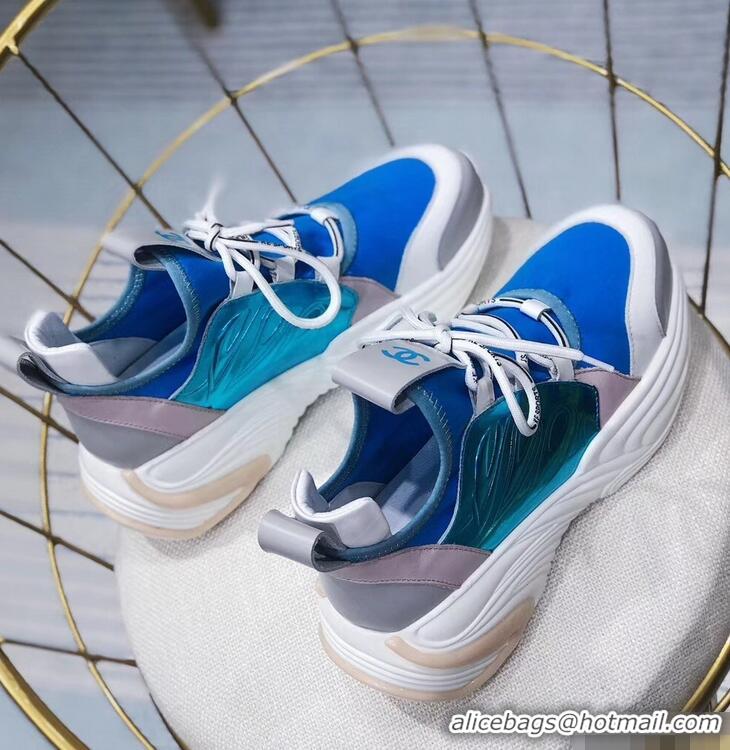 Well Crafted Chanel CC Logo Multicolor Sneakers G32214 Blue 2019