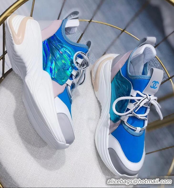 Well Crafted Chanel CC Logo Multicolor Sneakers G32214 Blue 2019