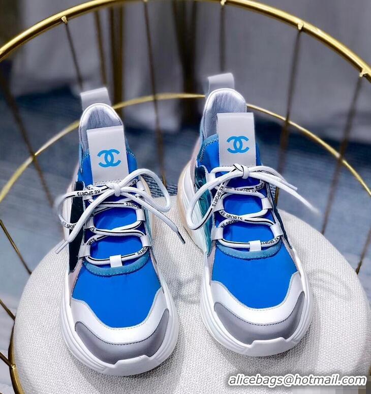 Well Crafted Chanel CC Logo Multicolor Sneakers G32214 Blue 2019