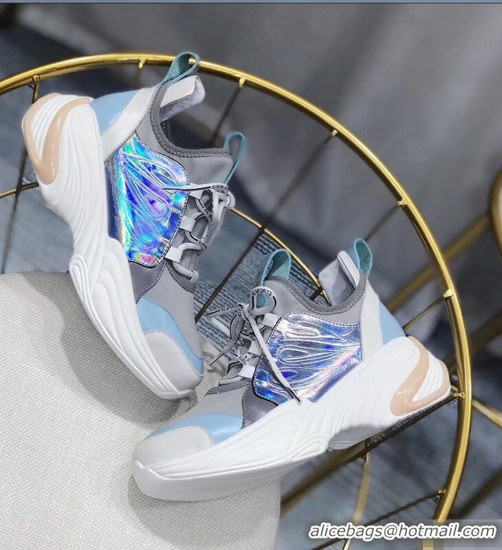 Noble Chanel CC Logo Multicolor Sneakers G32214 Gray/Blue 2019