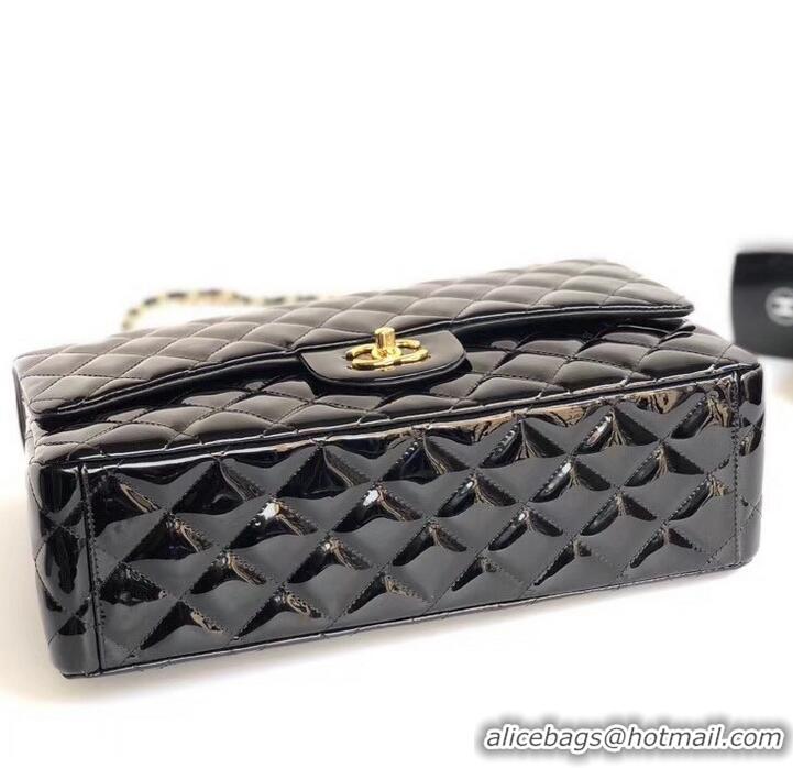 Pretty Style Chanel Maxi Classic Flap Bag A58601 in Patent Leather Black/Gold