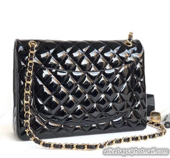 Pretty Style Chanel Maxi Classic Flap Bag A58601 in Patent Leather Black/Gold