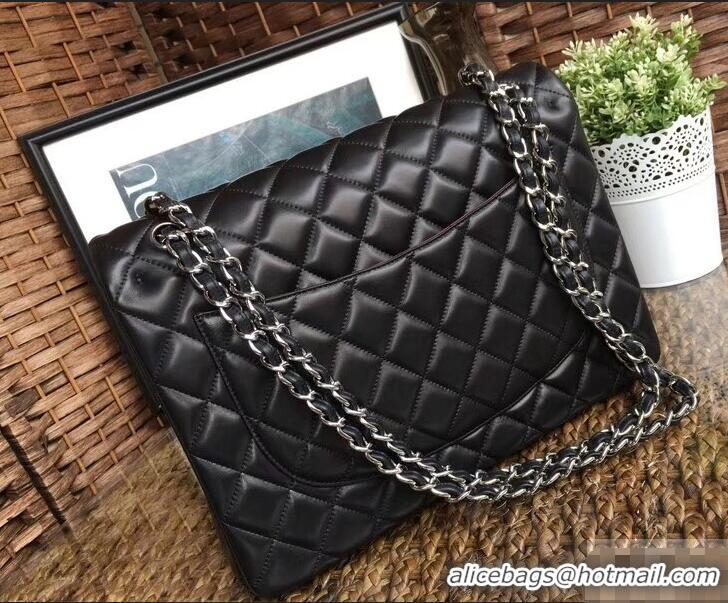 Fashion Chanel Maxi Classic Flap Bag A58601 in Lambskin Black/Silver