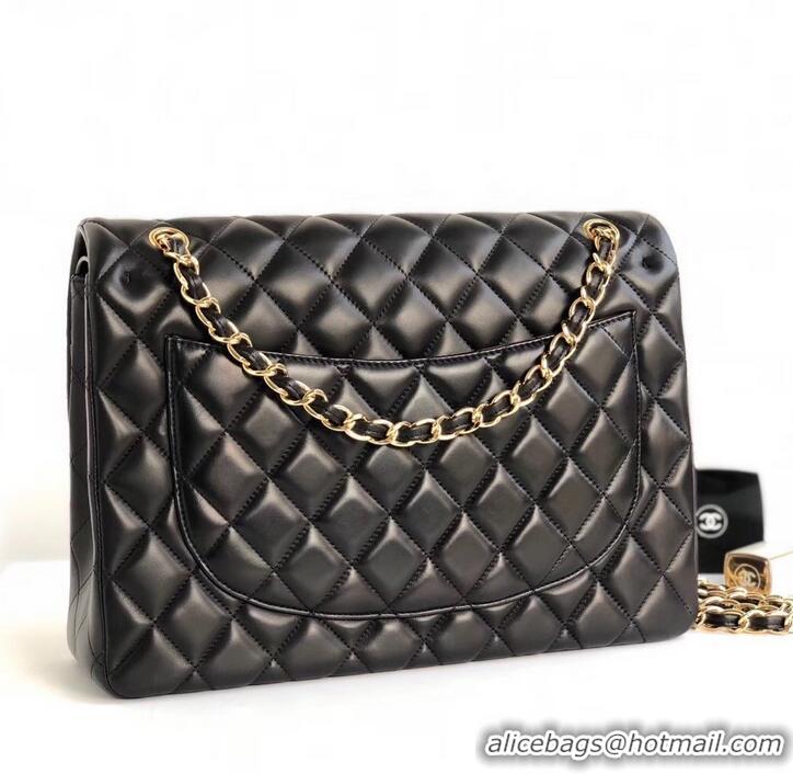 Perfect Chanel Maxi Classic Flap Bag A58601 in Lambskin Black/Gold