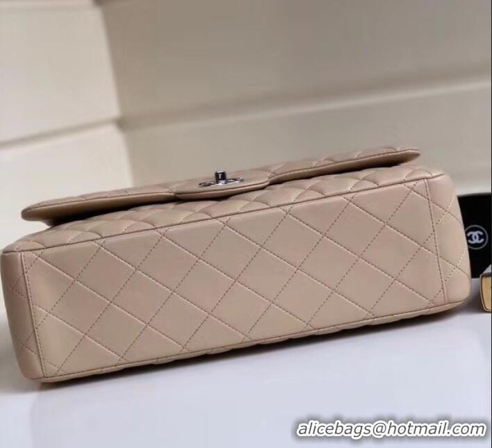 Luxurious Chanel Maxi Classic Flap Bag A58601 in Lambskin Apricot/Silver