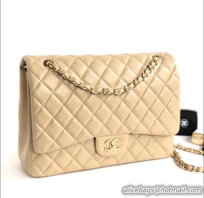 Best Price Chanel Maxi Classic Flap Bag A58601 in Lambskin Apricot/Gold