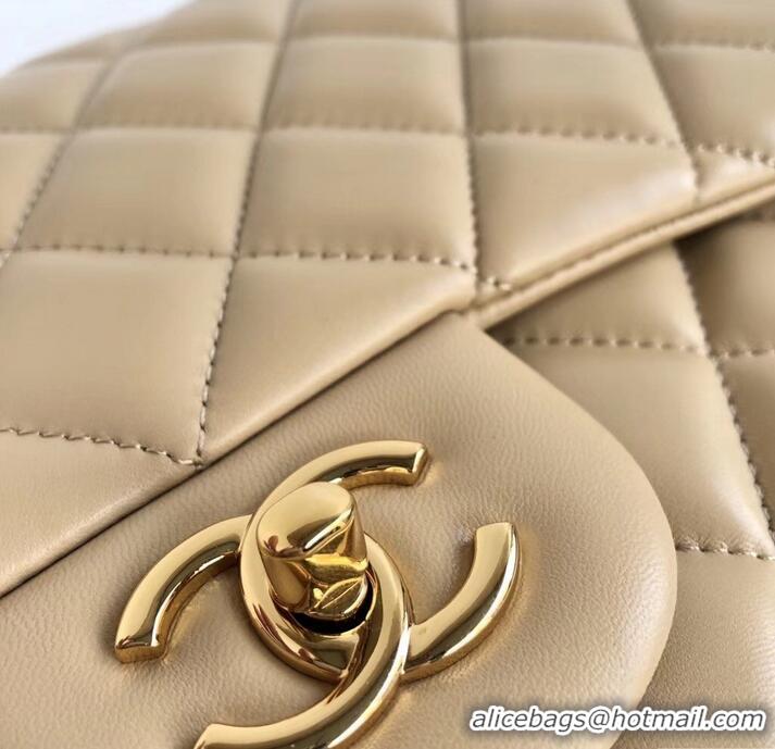 Best Price Chanel Maxi Classic Flap Bag A58601 in Lambskin Apricot/Gold