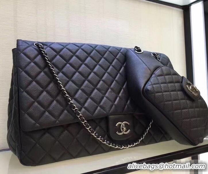 Most Popular Chanel Calfskin XXL Large Classic Flap Bag A91169 Black