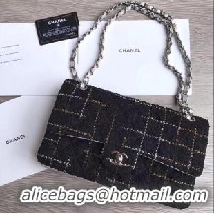 Promotional Chanel Tweed Medium Classic Flap Bag A925411 Black/Silver