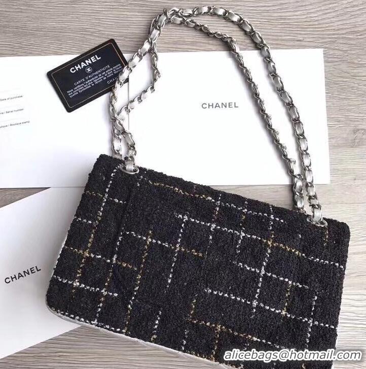 Promotional Chanel Tweed Medium Classic Flap Bag A925411 Black/Silver