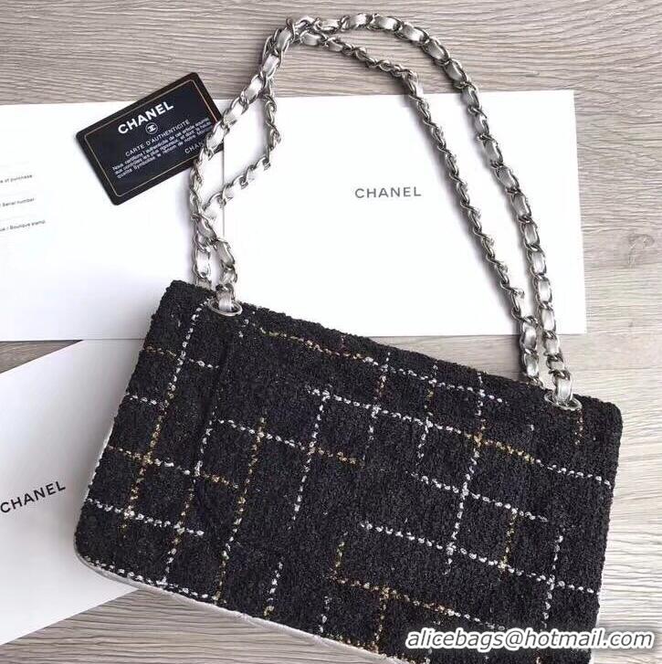 Promotional Chanel Tweed Medium Classic Flap Bag A925411 Black/Silver