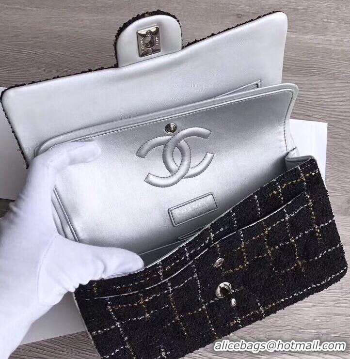 Promotional Chanel Tweed Medium Classic Flap Bag A925411 Black/Silver