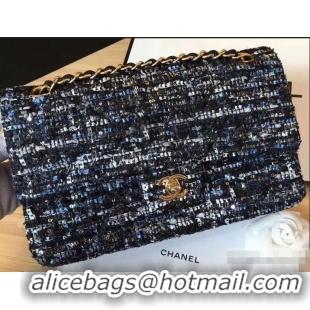 Good Quality Chanel Tweed Medium Classic Flap Bag A925411 Black/Blue