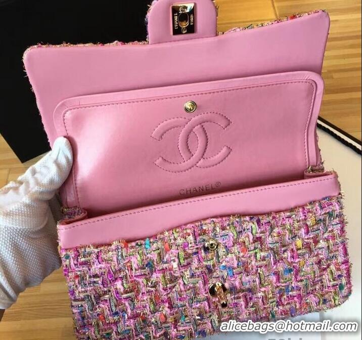 Well Crafted Chanel Tweed Medium Classic Flap Bag A925411 Pink