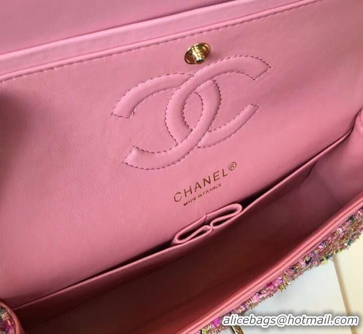 Well Crafted Chanel Tweed Medium Classic Flap Bag A925411 Pink