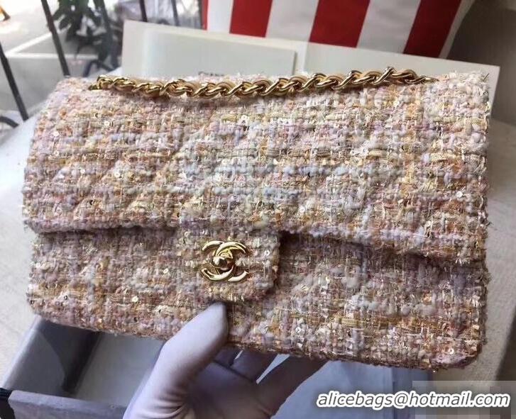 Best Product Chanel Tweed Medium Classic Flap Bag A925411 Apricot