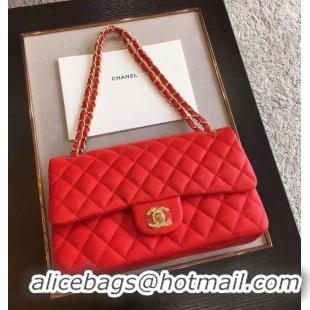 Luxurious Chanel Deerskin Medium Classic Flap Bag A925412 Red