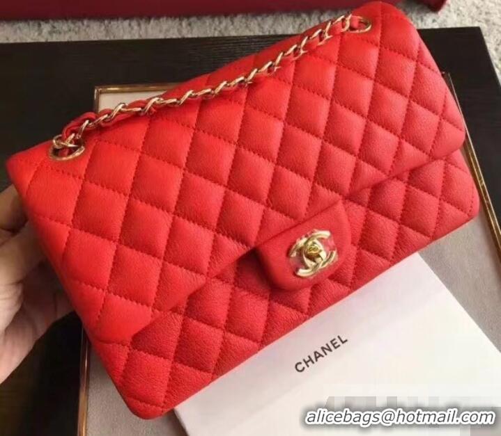 Luxurious Chanel Deerskin Medium Classic Flap Bag A925412 Red