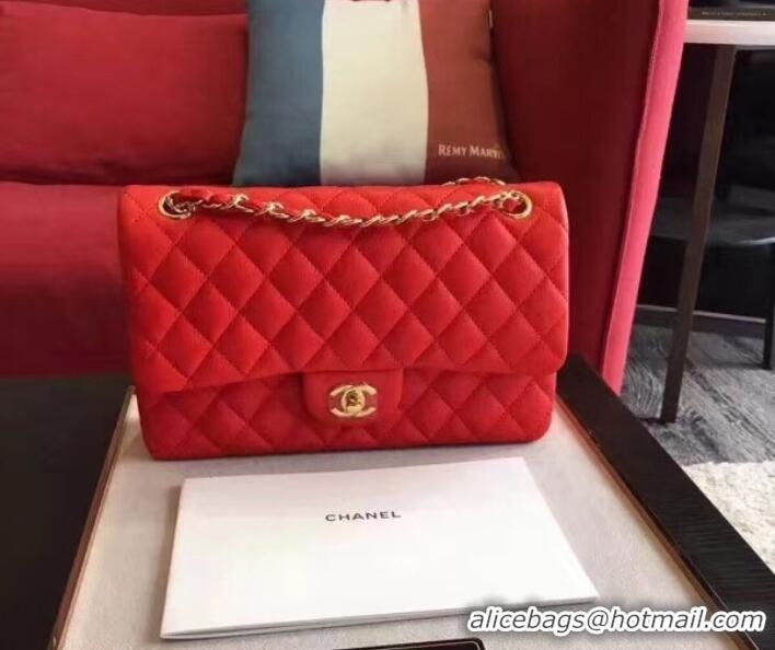 Luxurious Chanel Deerskin Medium Classic Flap Bag A925412 Red