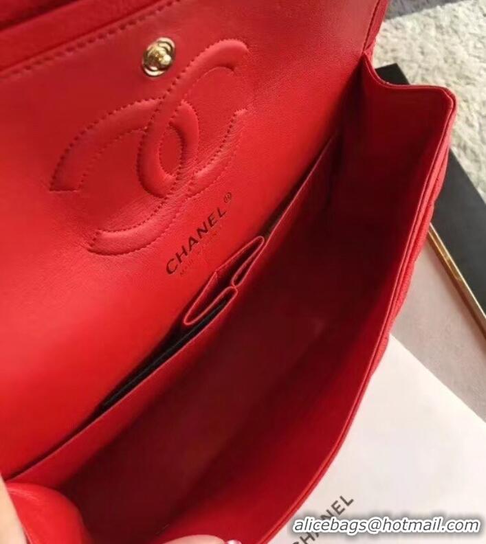 Luxurious Chanel Deerskin Medium Classic Flap Bag A925412 Red