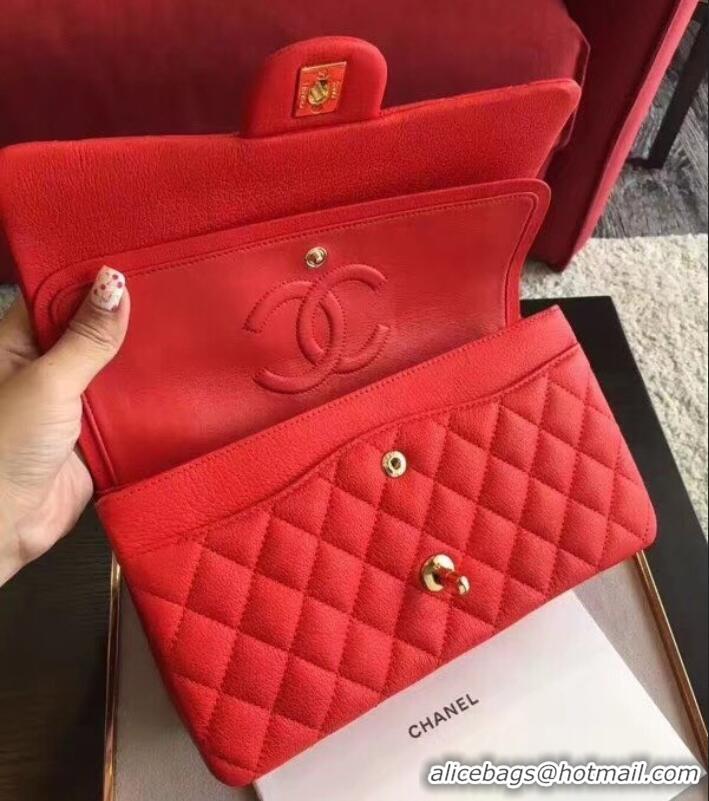 Luxurious Chanel Deerskin Medium Classic Flap Bag A925412 Red