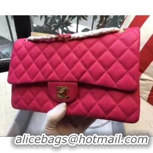 Elegant Chanel Deerskin Medium Classic Flap Bag A925412 Fuchsia