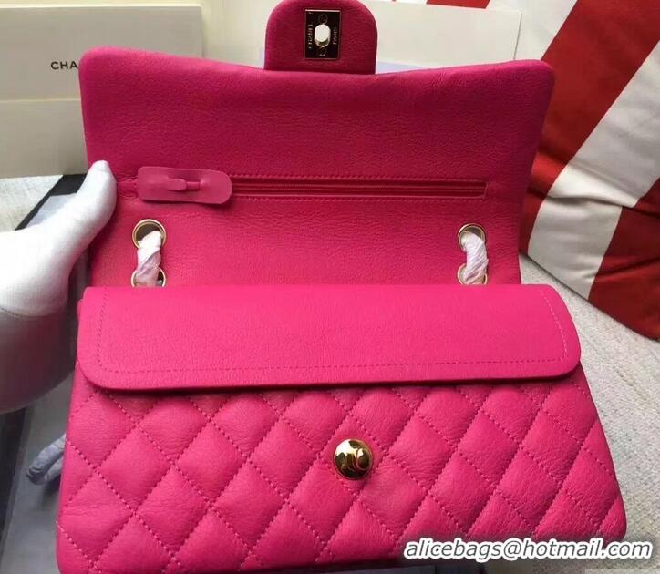 Elegant Chanel Deerskin Medium Classic Flap Bag A925412 Fuchsia