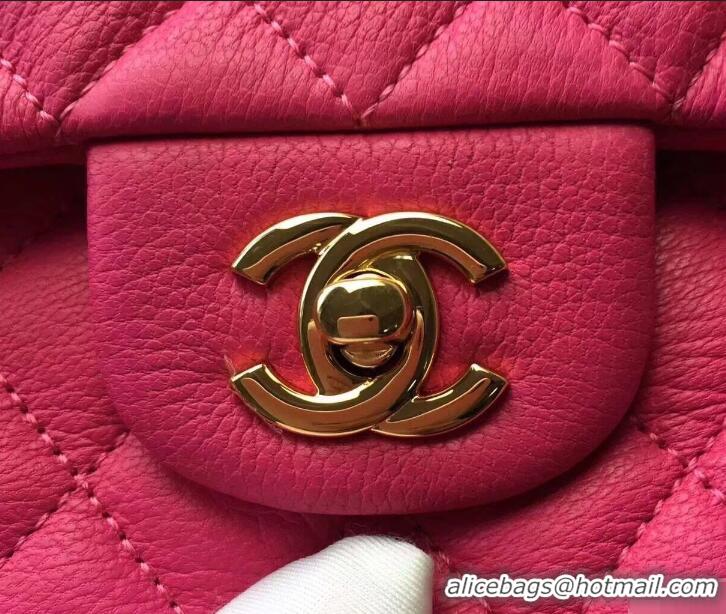 Elegant Chanel Deerskin Medium Classic Flap Bag A925412 Fuchsia