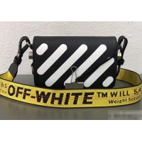 Buy Low Cost Off-White Saffiano Leather Diag Binder Clip Bag OF40502 Black