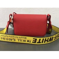 Discount Off-White Saffiano Leather Diag Binder Clip Bag OF40502 Red