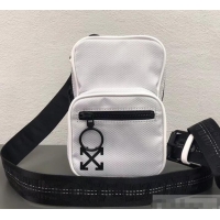 Famous Brand Off-White Tape Crossbody Shoulder Bag OF40506 White