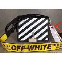 Popular Off-White Saffiano Leather Diag Binder Clip Medium Bag OF40508 Black