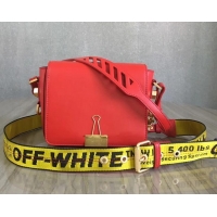 New Style Off-White Smootch Calfskin Leather Diag Binder Clip Medium Bag OF40509 Red 