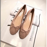 Faux Chanel Lambskin Classic Bow Ballerinas Flats G31501 Nude