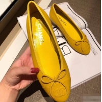 Imitation Chanel Lambskin Classic Bow Ballerinas Flats G31501 Yellow