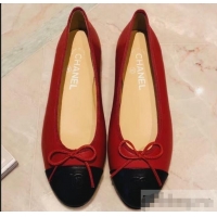 High Quality Chanel Lambskin Classic Bow Ballerinas Flats G31501 Red/Black