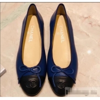 Discount Chanel Lambskin Classic Bow Ballerinas Flats G31501 Blue/Black